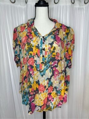Maeve Multicolor Floral Button-Front Blouse Size 12